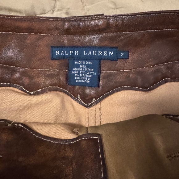 Stunning! Ralph Lauren Leather Pants Blue Label Size 2 - Picture 2 of 6